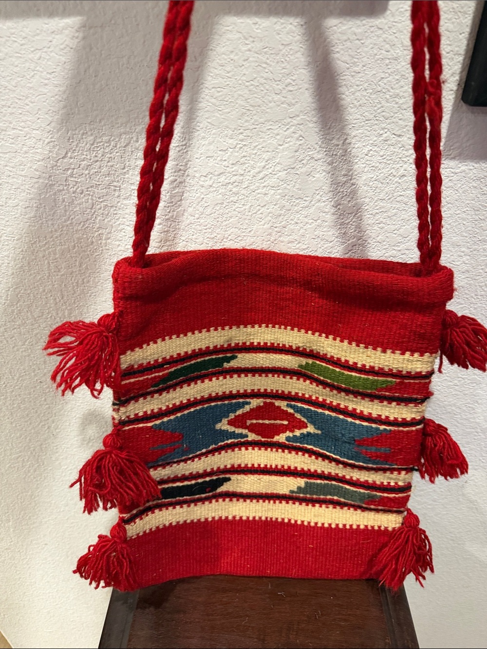 Red Woven Tassel Crossbody Bag